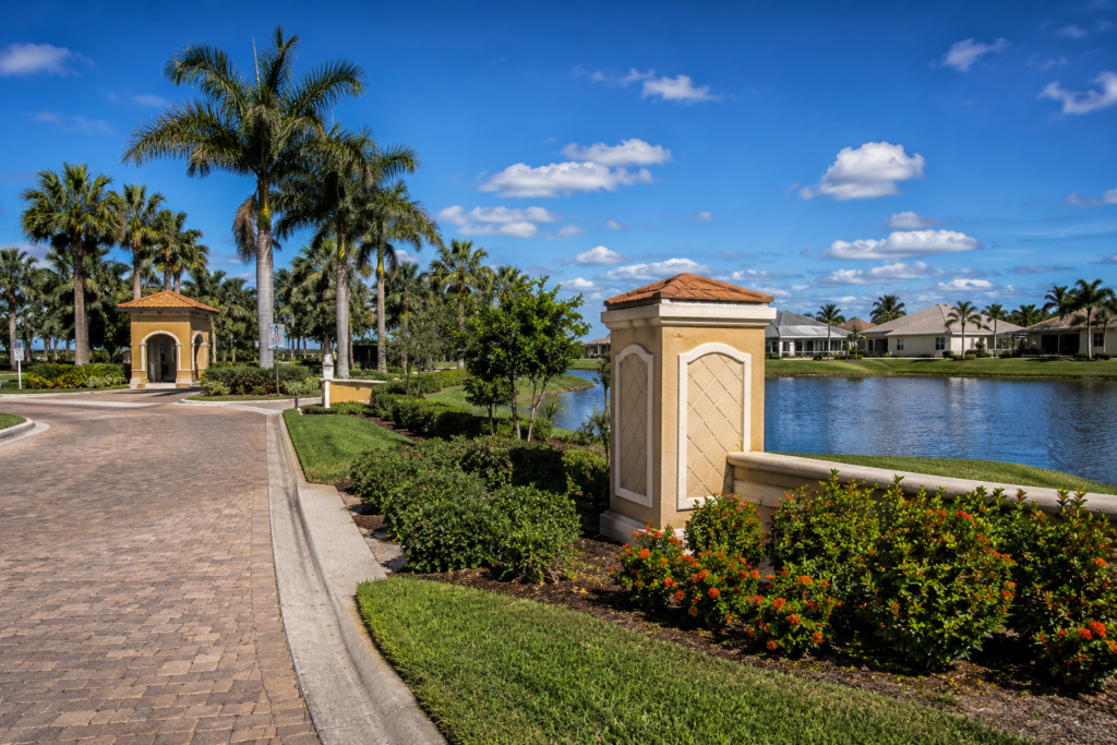 Rotonda West Florida community with waterfront homes and lush landscaping, representing business opportunities in the Gulf Coast area.